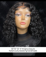 10”12” 12” 4”4 trans closure Italian curly Jewel/7g handmade