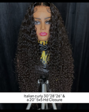 Load image into Gallery viewer, Italian curly unit | 30”28”26” &amp; a 20” 5x5 Hd Closure
