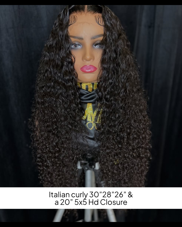 Italian curly unit | 30”28”26” & a 20” 5x5 Hd Closure